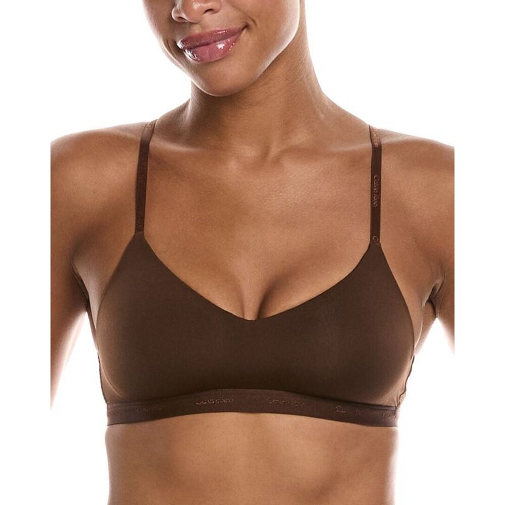 Calvin Klein Womens  Form To Body Lightly Lined Bralette, Brown